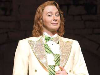 Clay Aiken appears on stage in his role as Sir Robin in Monty Python's "Spamalot"